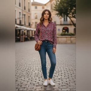 J. Crew Pink Floral Button-Down Shirt